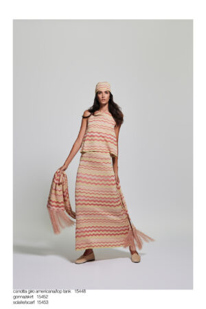 Art. 15448 Canotta giro americana/Top tank – Art. 15452 Gonna/Skirt – Art. 15453 Scialle/Scarf